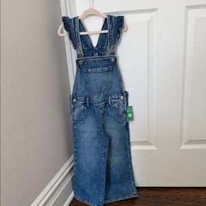 GAP Blue Denim Overalls with Ruffle Straps